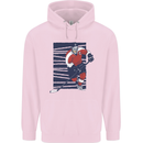 An Ice Hockey Player Mens 80% Cotton Hoodie Light Pink