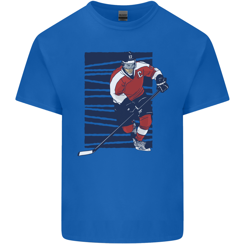 An Ice Hockey Player Mens Cotton T-Shirt Tee Top Royal Blue