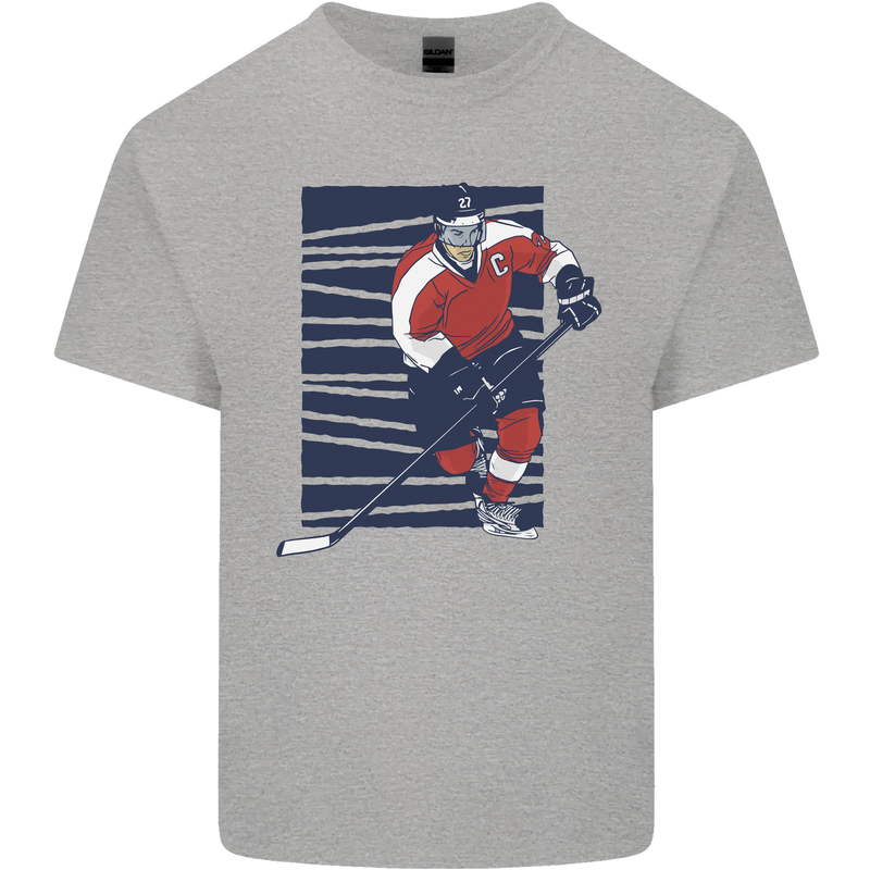 An Ice Hockey Player Mens Cotton T-Shirt Tee Top Sports Grey