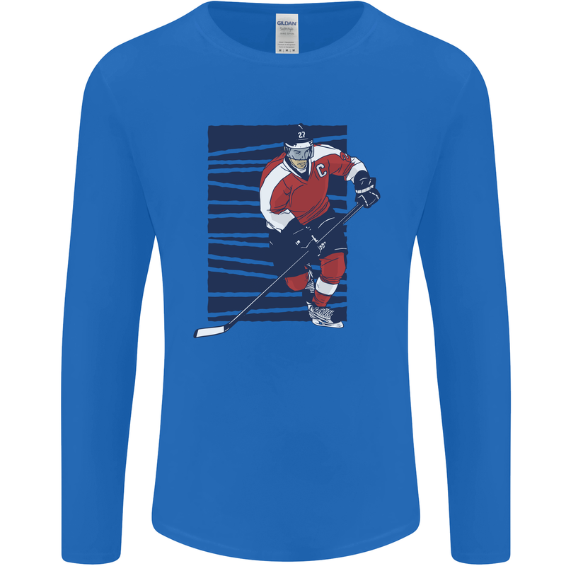 An Ice Hockey Player Mens Long Sleeve T-Shirt Royal Blue