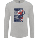 An Ice Hockey Player Mens Long Sleeve T-Shirt Sports Grey