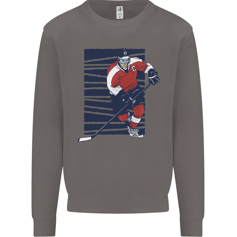 An Ice Hockey Player Mens Sweatshirt Jumper Charcoal