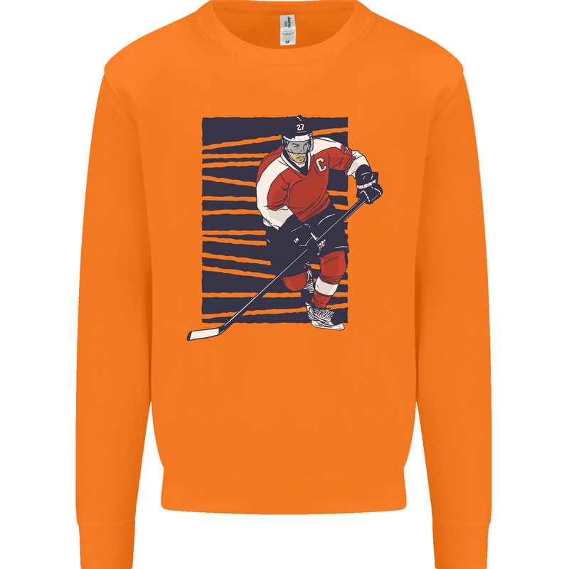 An Ice Hockey Player Mens Sweatshirt Jumper Orange