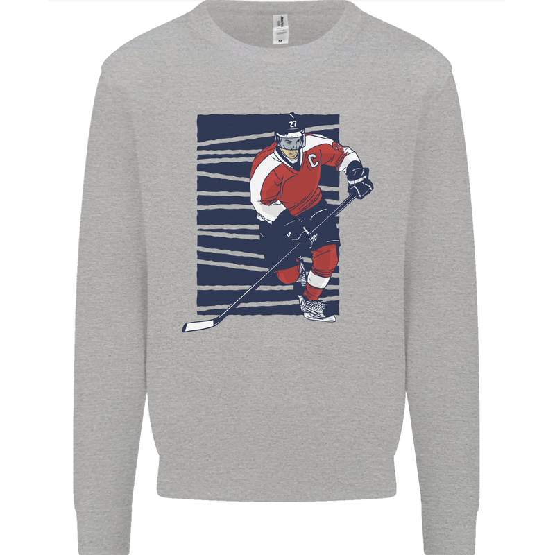 An Ice Hockey Player Mens Sweatshirt Jumper Sports Grey