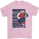 An Ice Hockey Player Mens T-Shirt 100% Cotton Light Pink