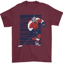 An Ice Hockey Player Mens T-Shirt 100% Cotton Maroon