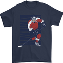 An Ice Hockey Player Mens T-Shirt 100% Cotton Navy Blue