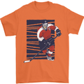 An Ice Hockey Player Mens T-Shirt 100% Cotton Orange