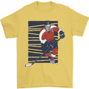 An Ice Hockey Player Mens T-Shirt 100% Cotton Yellow