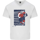 An Ice Hockey Player Mens V-Neck Cotton T-Shirt White