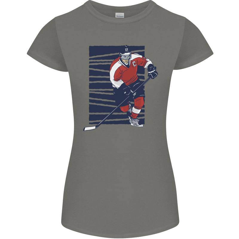 An Ice Hockey Player Womens Petite Cut T-Shirt Charcoal