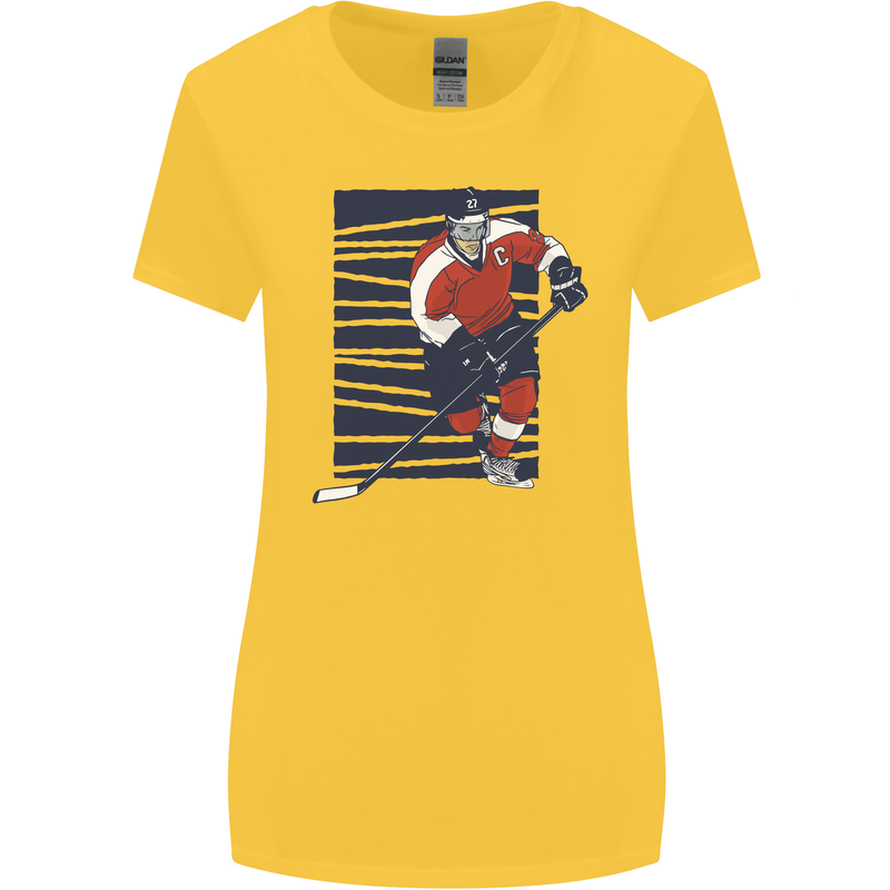 An Ice Hockey Player Womens Wider Cut T-Shirt Yellow