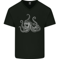 An Octopus Scuba Diver Deep Sea Diving Mens V-Neck Cotton T-Shirt Black