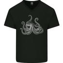 An Octopus Scuba Diver Deep Sea Diving Mens V-Neck Cotton T-Shirt Black