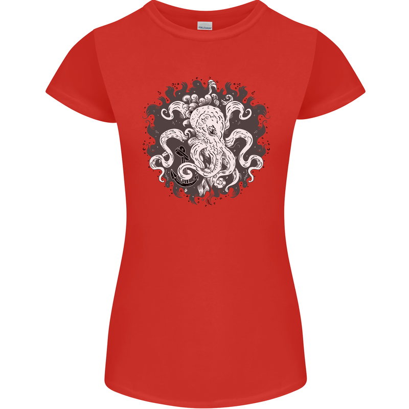 An Octopus in the Deep Ocean Sailor Sailing Womens Petite Cut T-Shirt