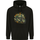 An Old Motorbike Retro Biker Motorcycle Mens 80% Cotton Hoodie Black