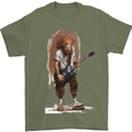 An Old Rocker With an Electric Guitar Rock Music Mens T-Shirt 100% Cotton Military Green