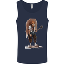 An Old Rocker With an Electric Guitar Rock Music Mens Vest Tank Top Navy Blue