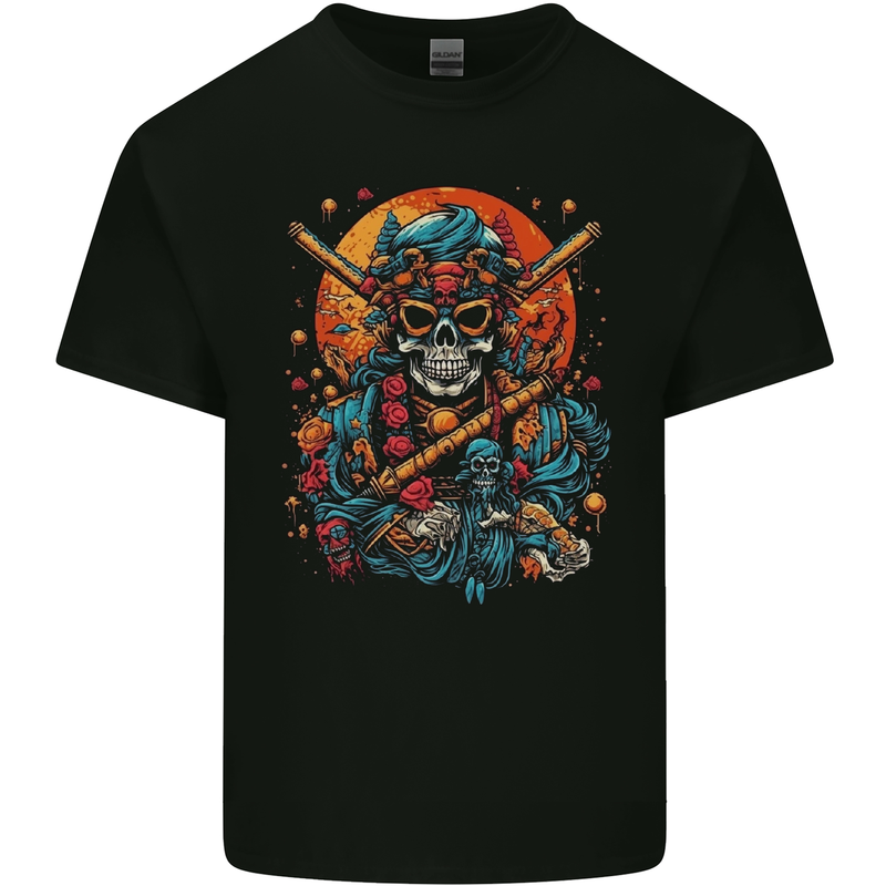 An Oriental Samurai Skull MMA Martial Arts Kids T-Shirt Childrens Black