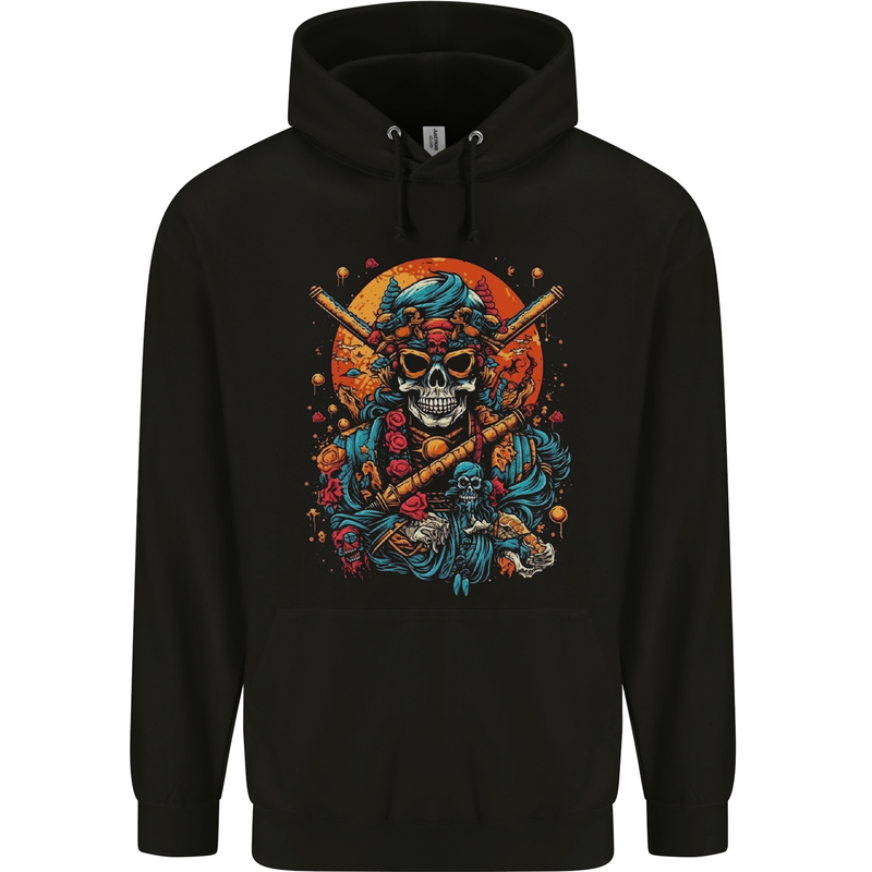 An Oriental Samurai Skull MMA Martial Arts Mens 80% Cotton Hoodie Black