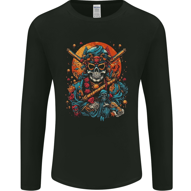 An Oriental Samurai Skull MMA Martial Arts Mens Long Sleeve T-Shirt Black