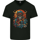 An Oriental Samurai Skull MMA Martial Arts Mens V-Neck Cotton T-Shirt Black