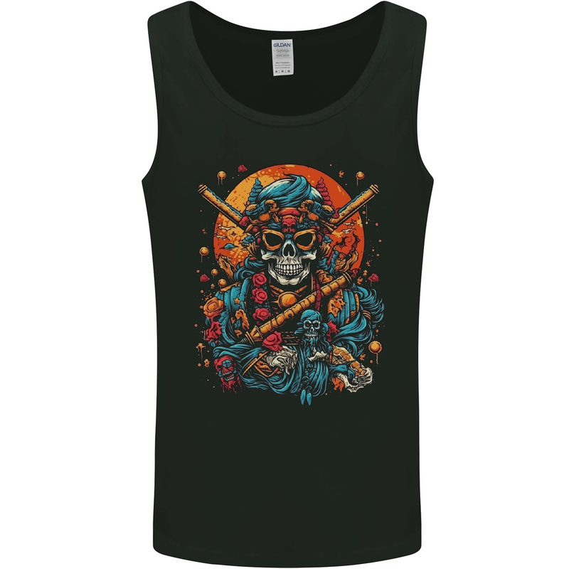 An Oriental Samurai Skull MMA Martial Arts Mens Vest Tank Top Black