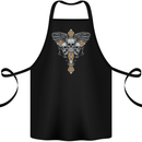 An Ornate Moth Skull Cotton Apron 100% Organic Black