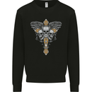 An Ornate Moth Skull Kids Sweatshirt Jumper Black