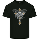 An Ornate Moth Skull Kids T-Shirt Childrens Black