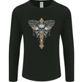 An Ornate Moth Skull Mens Long Sleeve T-Shirt Black