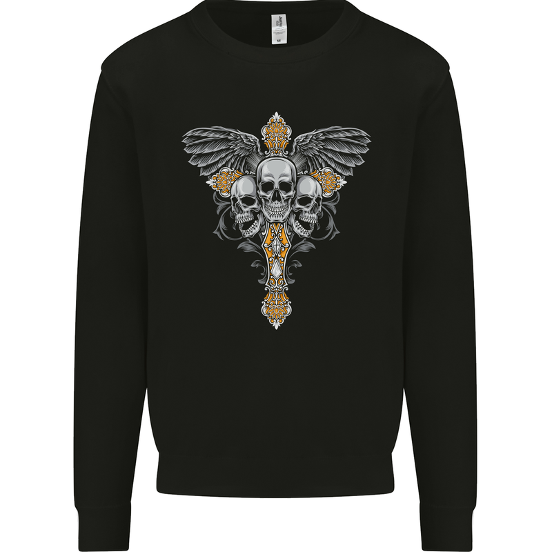An Ornate Moth Skull Mens Sweatshirt Jumper Black