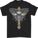 An Ornate Moth Skull Mens T-Shirt 100% Cotton BLACK