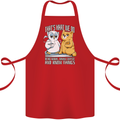 An Owl & Cat Book Reading Bibliophile Cotton Apron 100% Organic Red