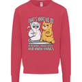 An Owl & Cat Book Reading Bibliophile Kids Sweatshirt Jumper Heliconia