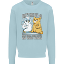 An Owl & Cat Book Reading Bibliophile Kids Sweatshirt Jumper Light Blue
