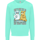 An Owl & Cat Book Reading Bibliophile Kids Sweatshirt Jumper Peppermint