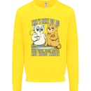 An Owl & Cat Book Reading Bibliophile Kids Sweatshirt Jumper Yellow