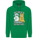An Owl & Cat Book Reading Bibliophile Mens 80% Cotton Hoodie Irish Green