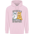 An Owl & Cat Book Reading Bibliophile Mens 80% Cotton Hoodie Light Pink