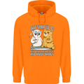 An Owl & Cat Book Reading Bibliophile Mens 80% Cotton Hoodie Orange