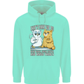 An Owl & Cat Book Reading Bibliophile Mens 80% Cotton Hoodie Peppermint