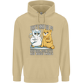 An Owl & Cat Book Reading Bibliophile Mens 80% Cotton Hoodie Sand