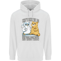 An Owl & Cat Book Reading Bibliophile Mens 80% Cotton Hoodie White