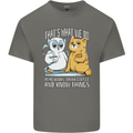 An Owl & Cat Book Reading Bibliophile Mens Cotton T-Shirt Tee Top Charcoal