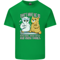 An Owl & Cat Book Reading Bibliophile Mens Cotton T-Shirt Tee Top Irish Green