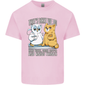 An Owl & Cat Book Reading Bibliophile Mens Cotton T-Shirt Tee Top Light Pink