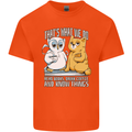 An Owl & Cat Book Reading Bibliophile Mens Cotton T-Shirt Tee Top Orange