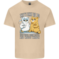 An Owl & Cat Book Reading Bibliophile Mens Cotton T-Shirt Tee Top Sand