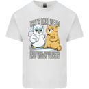 An Owl & Cat Book Reading Bibliophile Mens Cotton T-Shirt Tee Top White